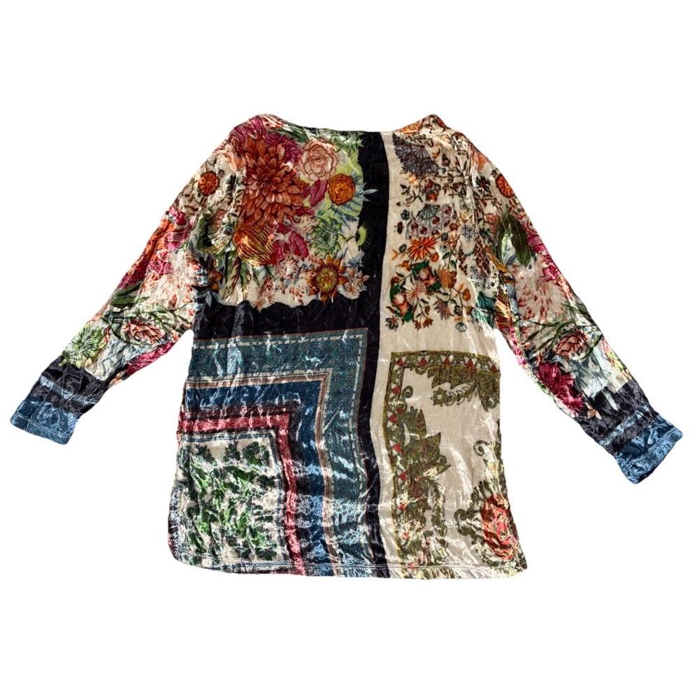 SOFT SURROUNDINGS Ashbury Tunic PXS Garden Floral Crushed‎ Velvet Cottage Boho - Picture 4 of 10